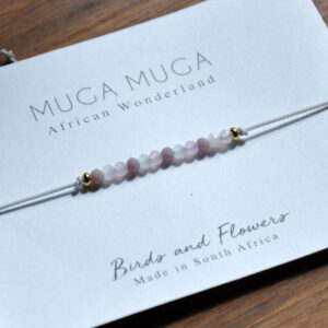 Natural pink beaded adjustable bracelet