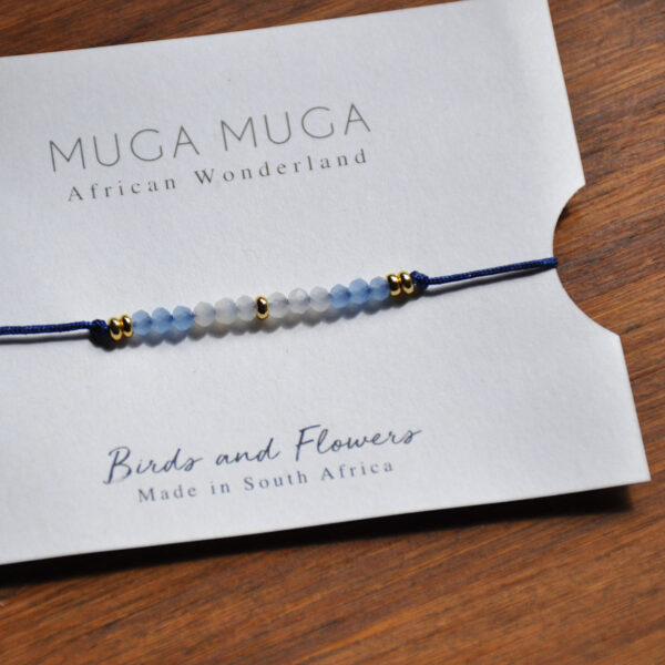 Sky blue beaded adjustable bracelet - Image 4