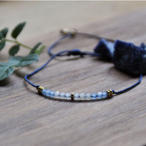 Sky blue beaded adjustable bracelet