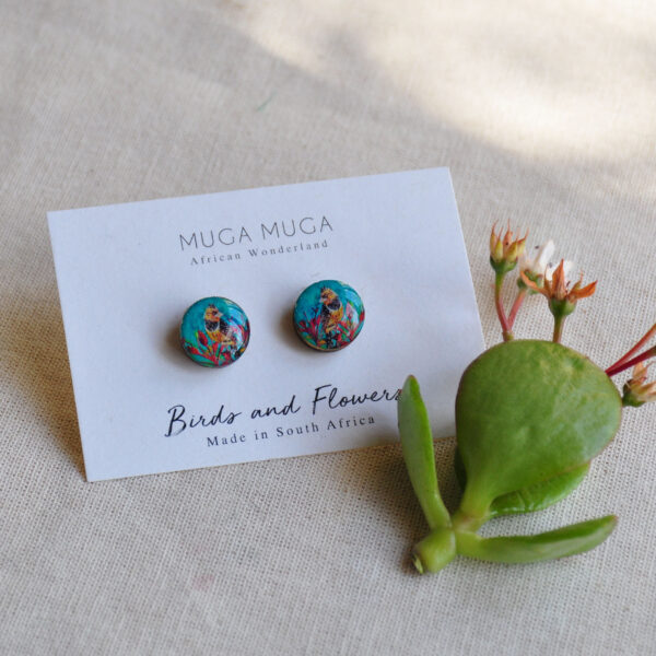 Crested Barbet wooden studs - Image 3