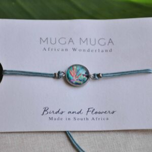 strelitzia and red finch adjustable bracelet