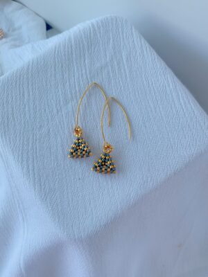 Kgosatsana Earrings, steel blue and gold