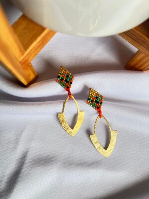 Senate earrings, green, red, black and gold