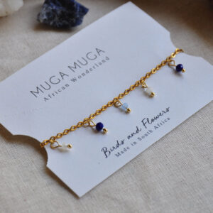 Blue beaded chain bracelet