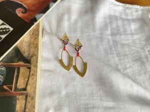 Senate Earrings, multi-coloured and gold