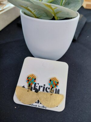 Bonolo Earrings-gold and multicolour with halfcircle