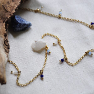 Blue Beaded chain necklace