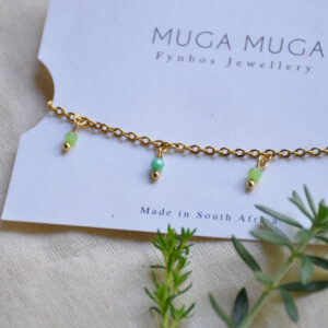 Green and turquoise beaded chain bracelet