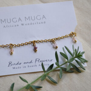 Pink beaded chain bracelet