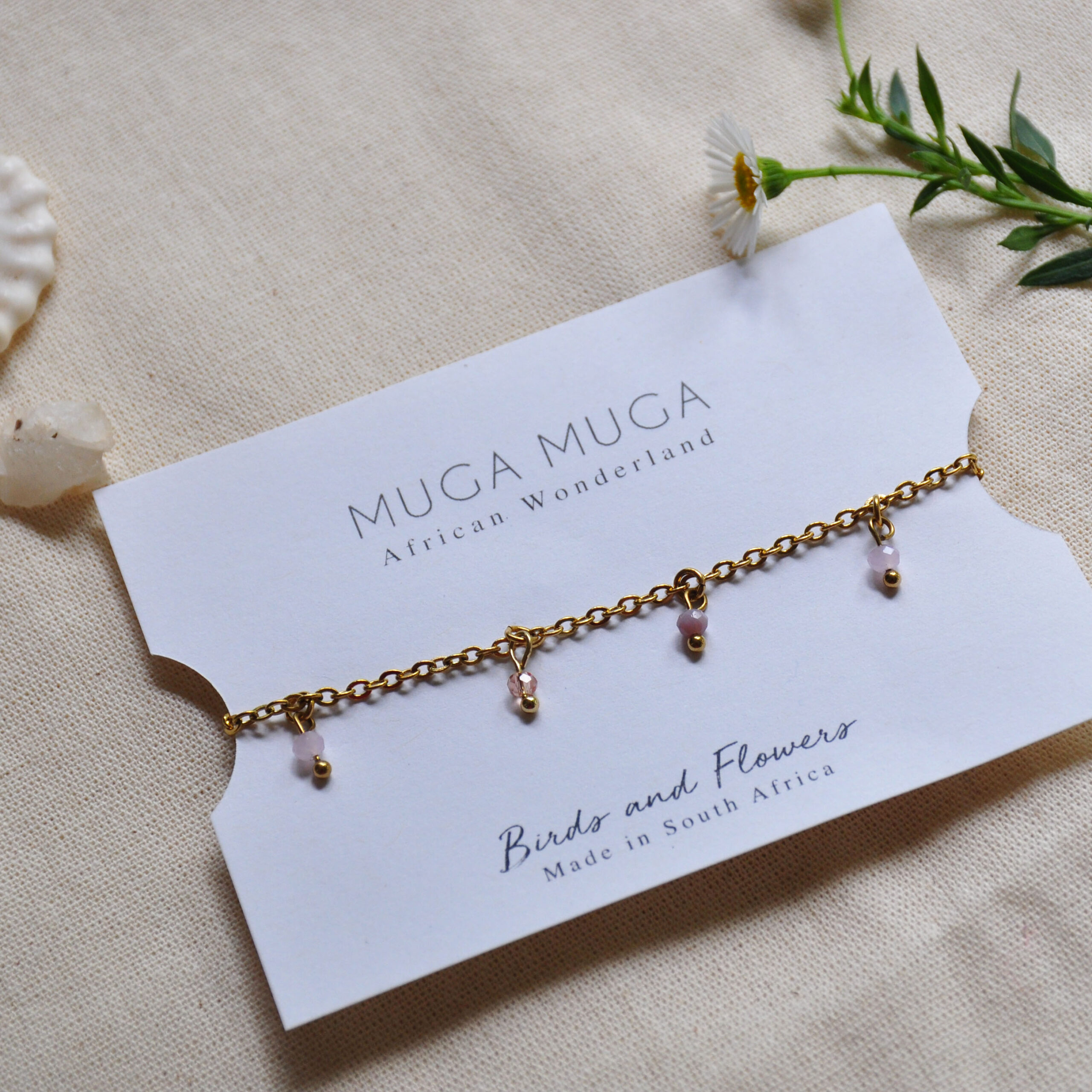 Pink beaded chain bracelet - Image 2